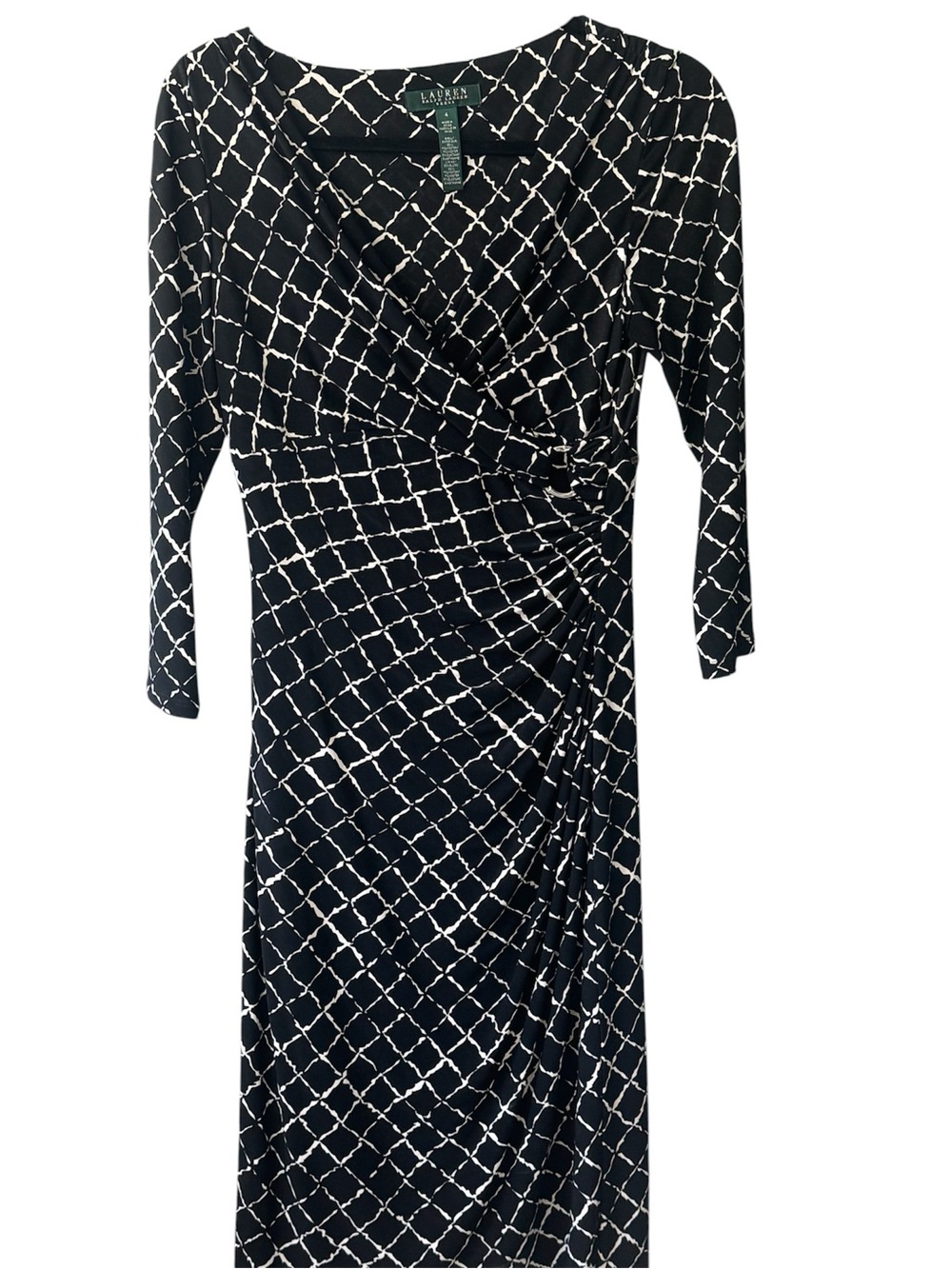 Lauren Ralph Lauren Black and White Lattice Wrap Dress